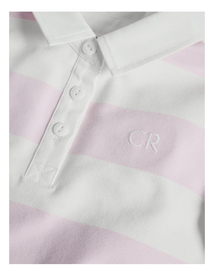 Organically Grown Cotton Blend Long Sleeve Rugby Top in Cloud Pink Stripe image 5
