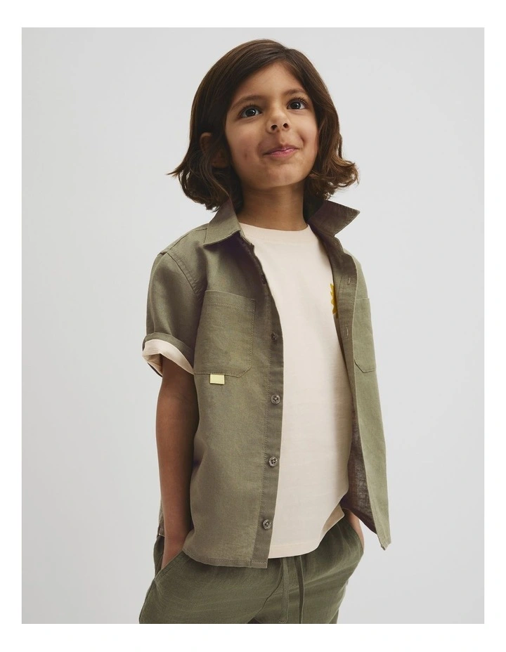 Short Sleeve Pocket Detail Shirt in Dark Sage image 1