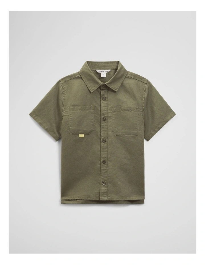 Short Sleeve Pocket Detail Shirt in Dark Sage image 2