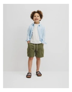 Contrast Cargo Pant Straight in Dark Sage