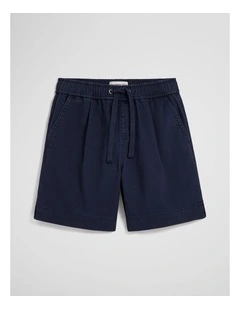 Pull On Twill Short in Navy