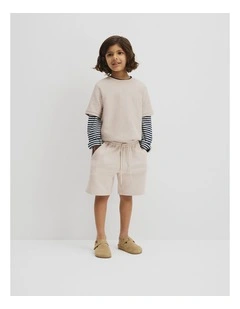 Organically Grown Cotton Waffle Short in Pebble