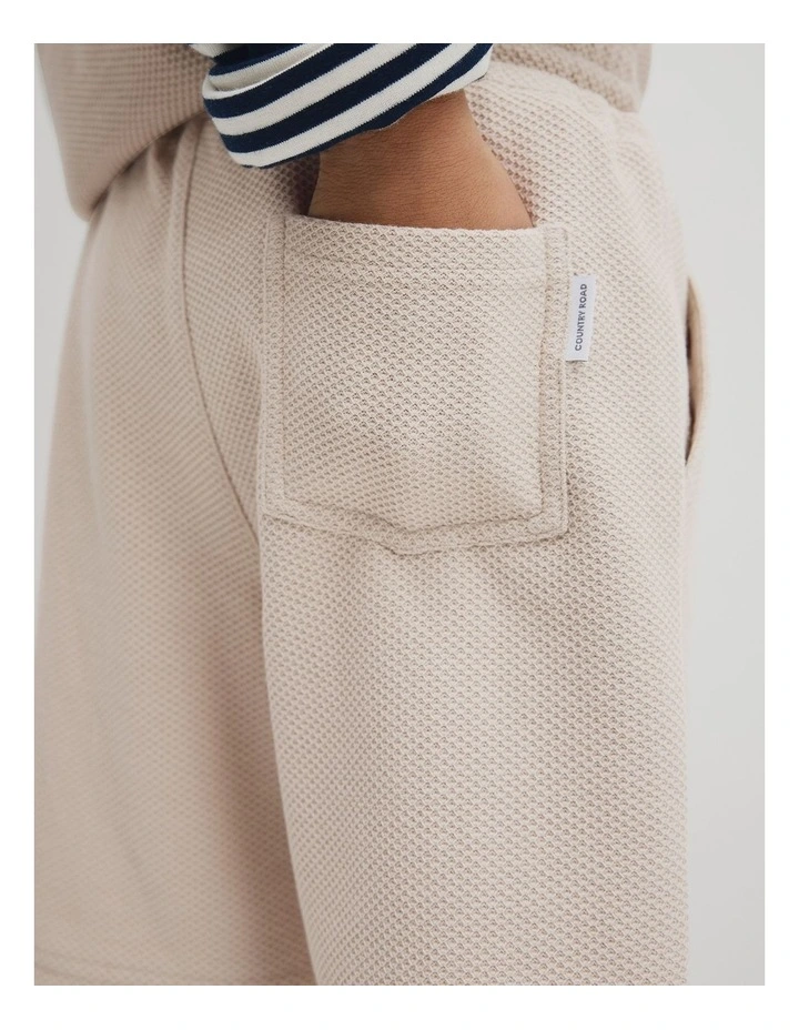 Organically Grown Cotton Waffle Short in Pebble image 3