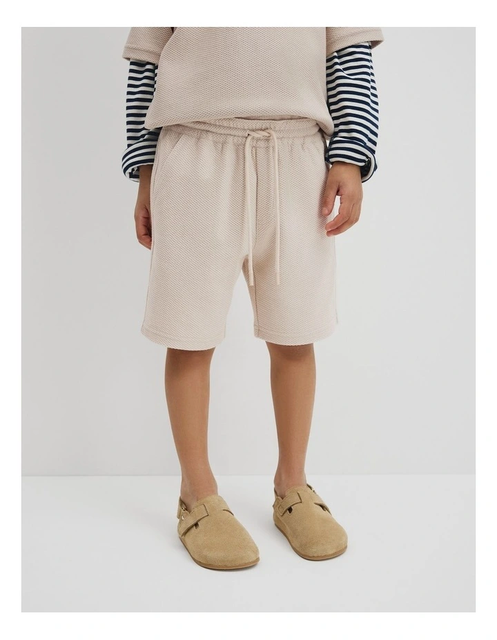Organically Grown Cotton Waffle Short in Pebble image 4