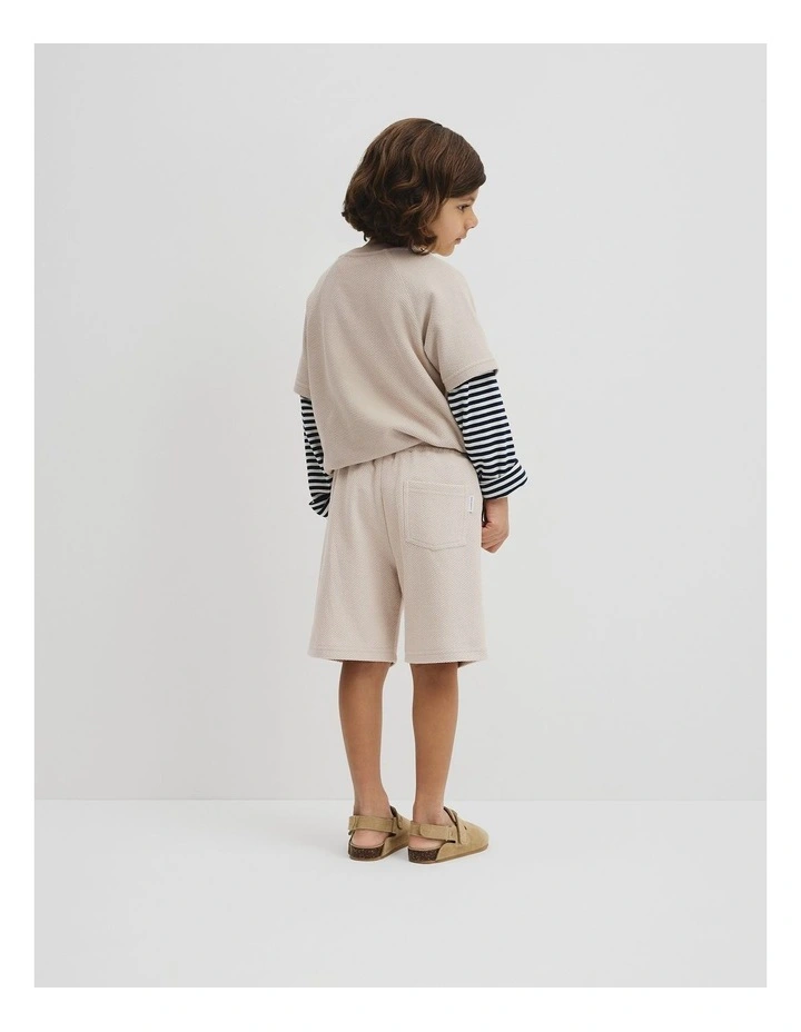 Organically Grown Cotton Waffle Short in Pebble image 5