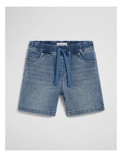 Pull On Denim Straight in Mid Blue Wash