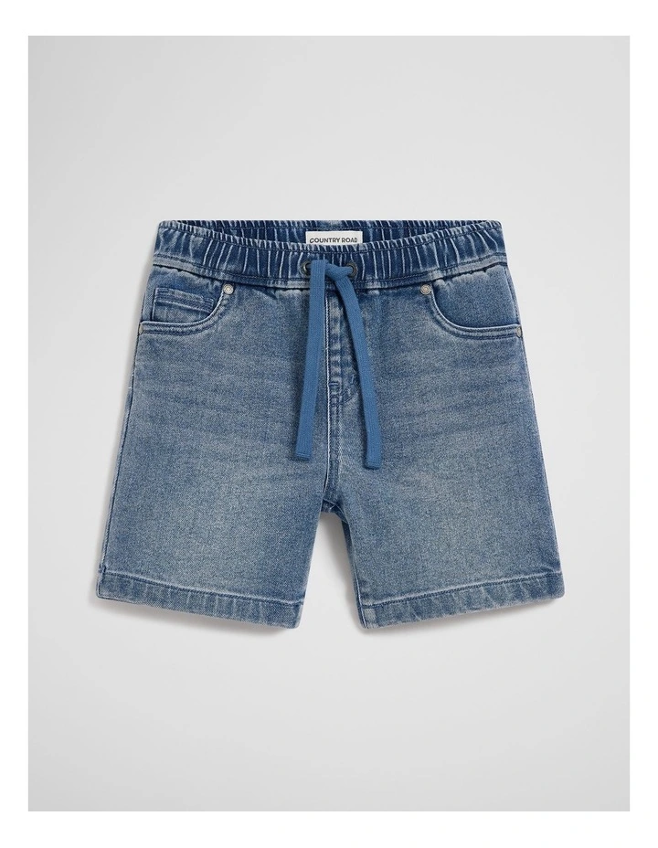 Pull On Denim Straight in Mid Blue Wash image 1