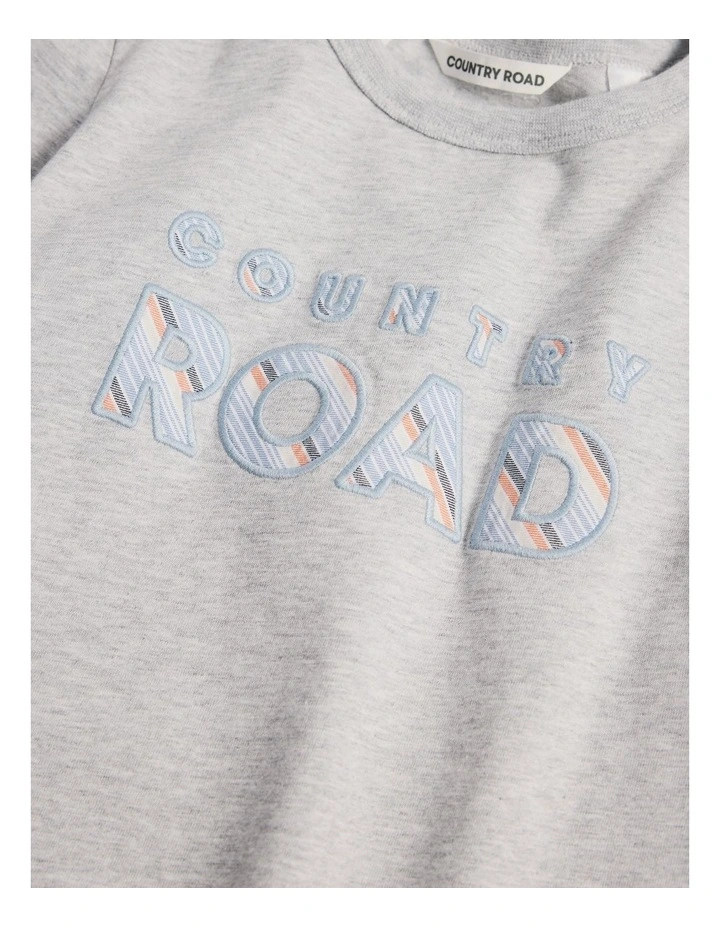 Short Sleeve Logo Pyjama Set in Light Grey Marle image 2