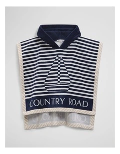 Logo Swim Poncho in Navy Stripe