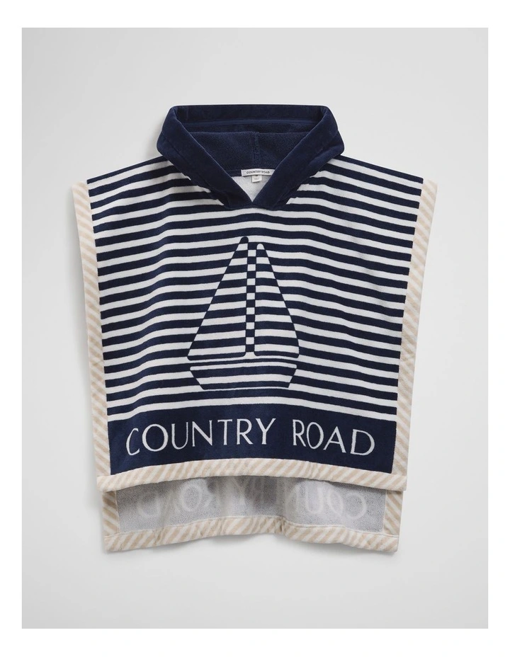Logo Swim Poncho in Navy Stripe image 1