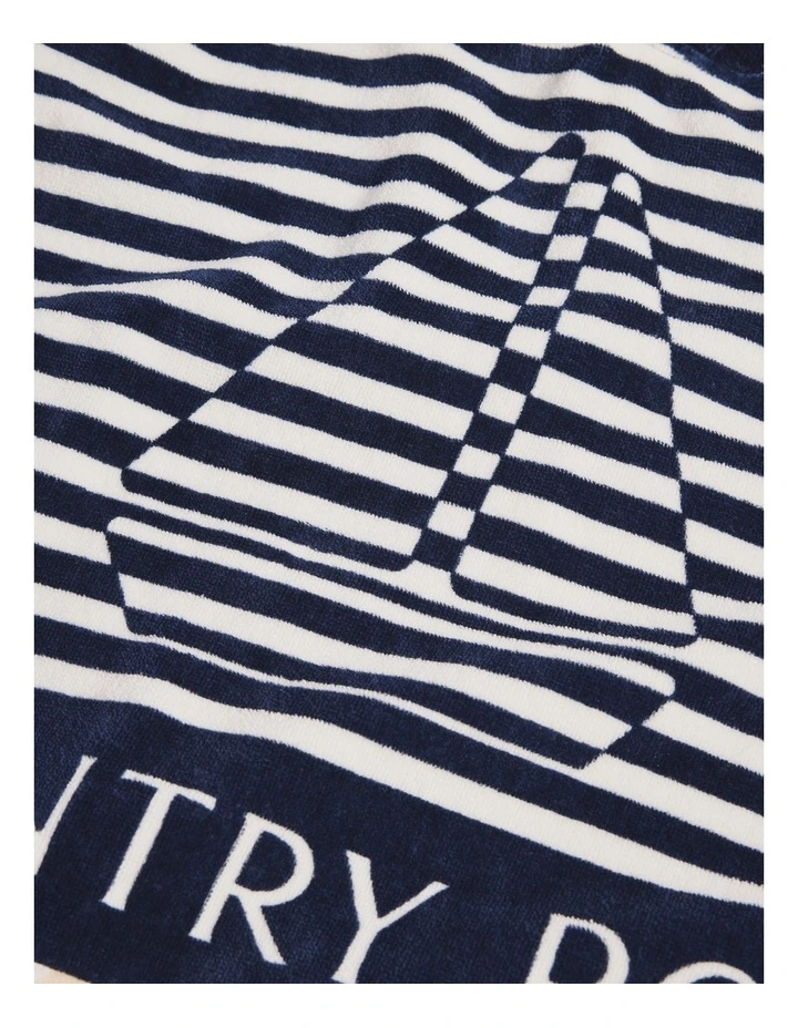 Logo Swim Poncho in Navy Stripe image 2