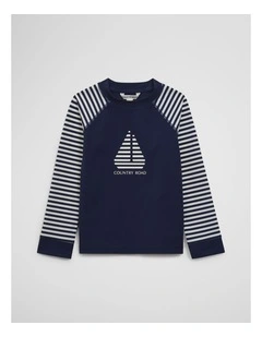 Logo Rash Vest in Navy