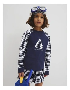 Logo Rash Vest in Navy