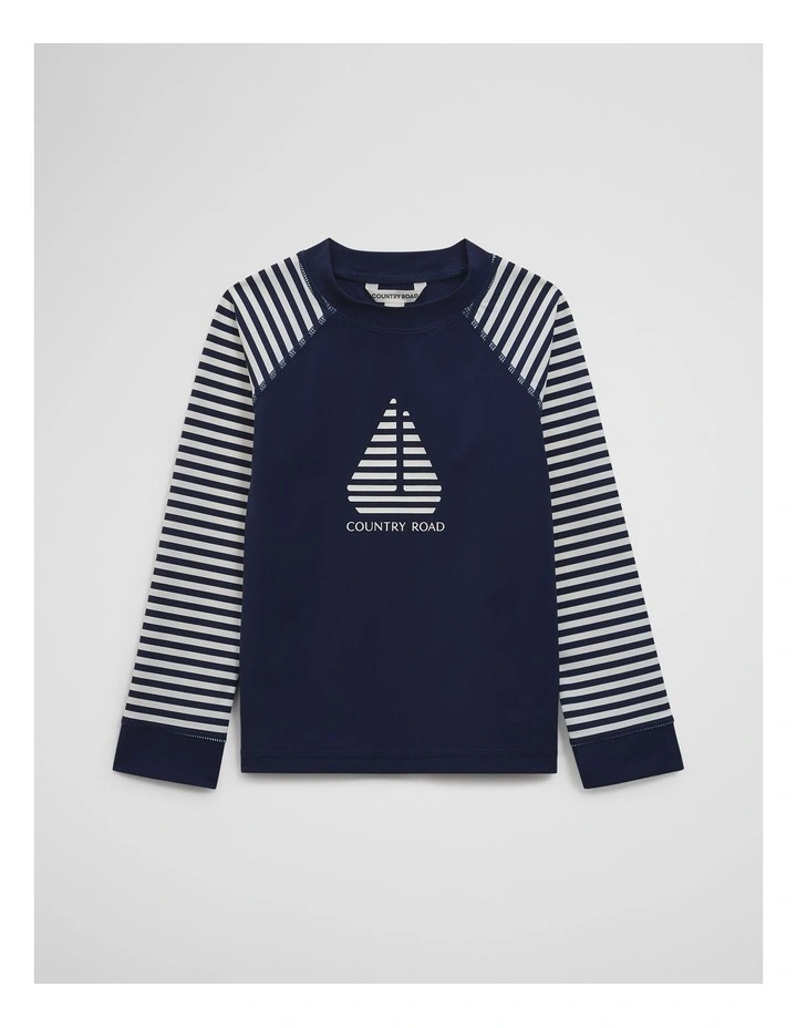Logo Rash Vest in Navy image 2
