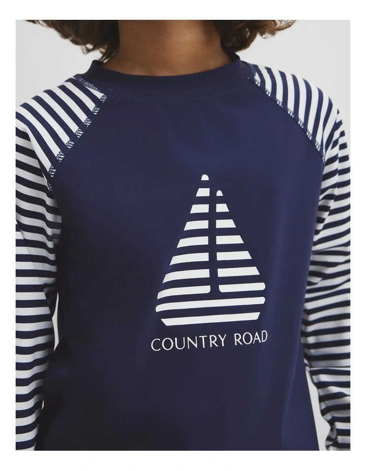 Logo Rash Vest in Navy image 3
