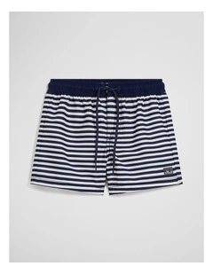 Pull On Board Short in Navy Stripe