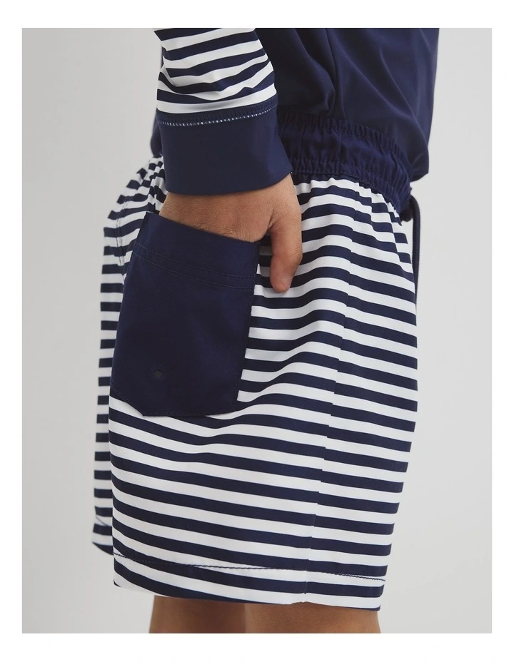 Pull On Board Short in Navy Stripe image 3