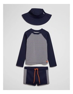 3-piece Swim Set in Navy Stripe