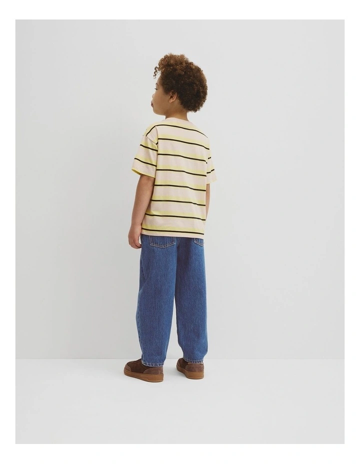 Oversized Stripe Short Sleeve T-shirt in Pebble Stripe image 5