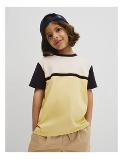 Relaxed Contrast Splice T-shirt in Pea Green