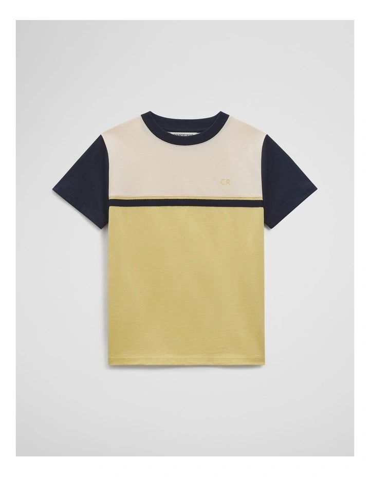 Relaxed Contrast Splice T-shirt in Pea Green image 2