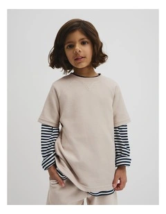 Organically Grown Cotton Relaxed Waffle Short Sleeve T-shirt in Pebble