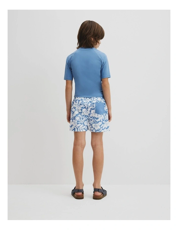 Teen Short Sleeve Logo Rash Vest in Pacific Blue image 5