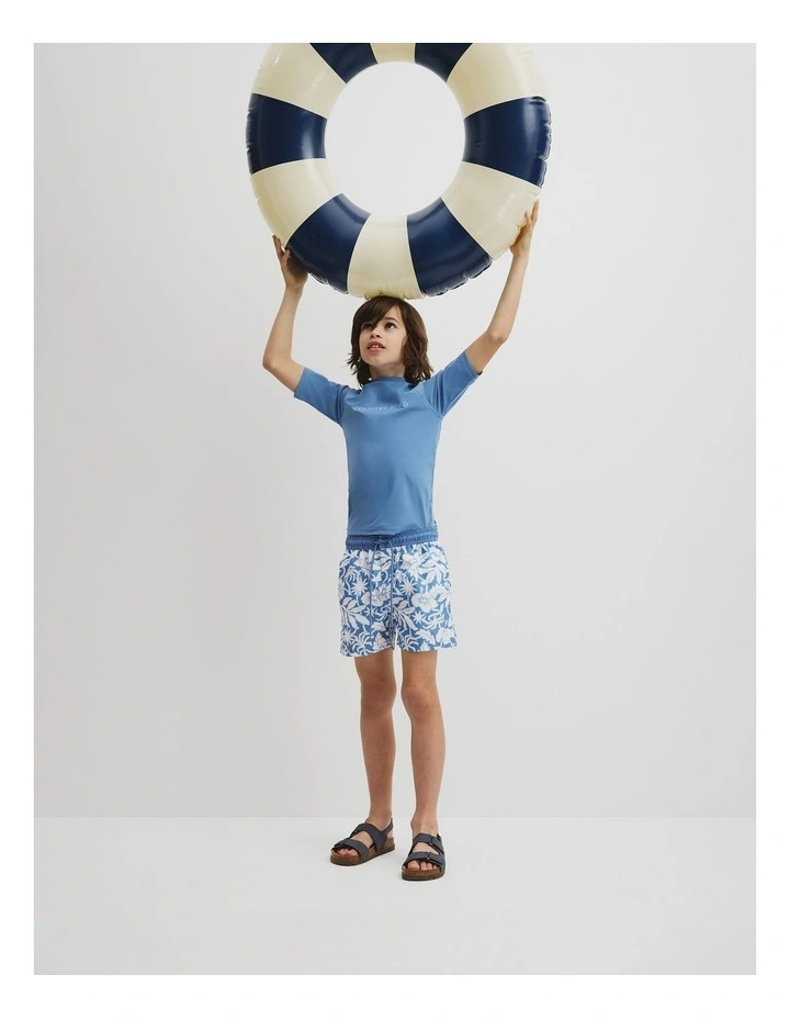 Teen Hibiscus Board Short in Pacific Blue image 1