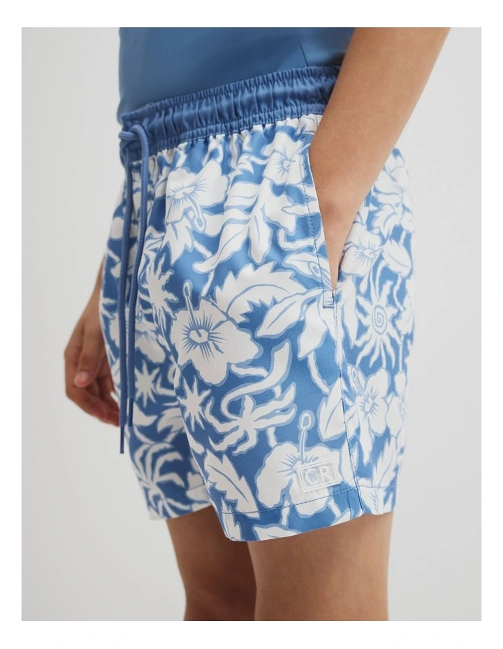 Teen Hibiscus Board Short in Pacific Blue image 3