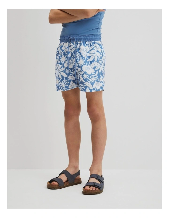 Teen Hibiscus Board Short in Pacific Blue image 4