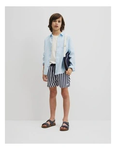 Teen Stripe Board Short in Navy Stripe