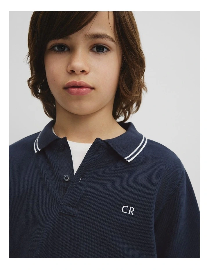 Teen Short Sleeve Logo Polo in Navy image 3