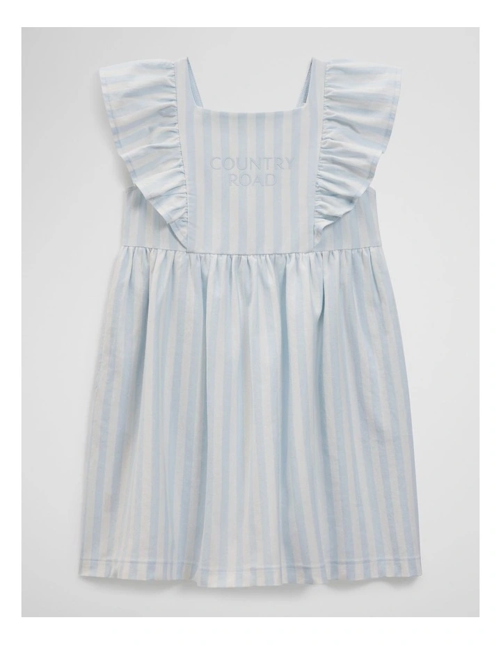 Sleeveless Frill Jersey Dress in Ice Blue Stripe image 1