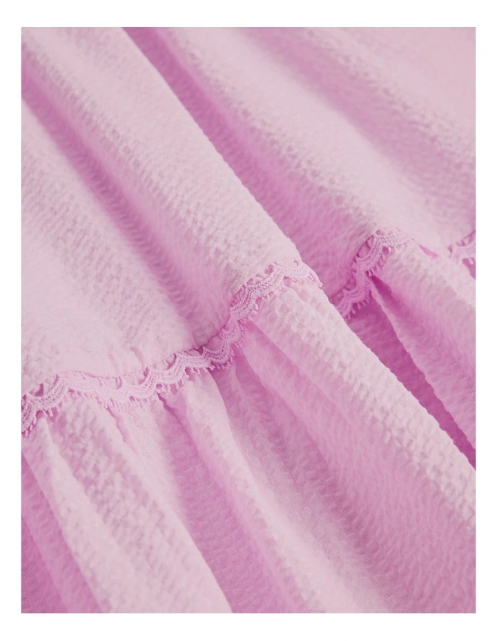Short Sleeve Seersuck Dress in Pink Lavender image 2