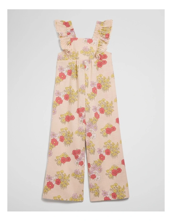 Short Sleeve Printed Jumpsuit in Peach Floral image 2