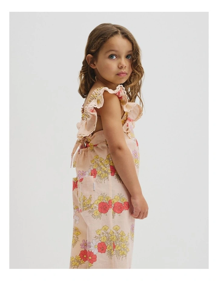 Short Sleeve Printed Jumpsuit in Peach Floral image 3