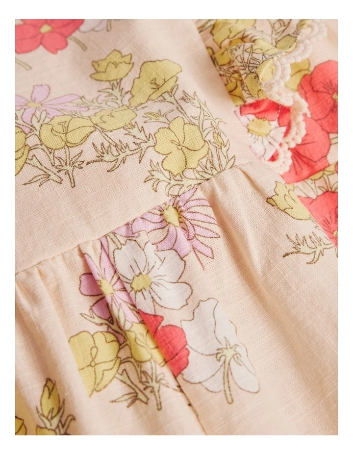 Short Sleeve Printed Jumpsuit in Peach Floral image 5