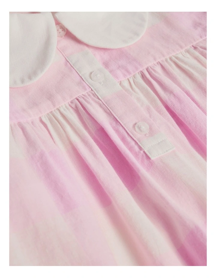 Short Sleeve Gingham Collar Dress in Pink Lavender image 2