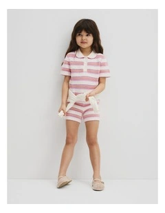 Australian Cotton Knit Short in Multi Stripe