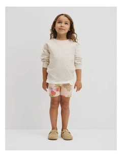 Organically Grown Cotton Blend Printed Bike Short in Peach Floral