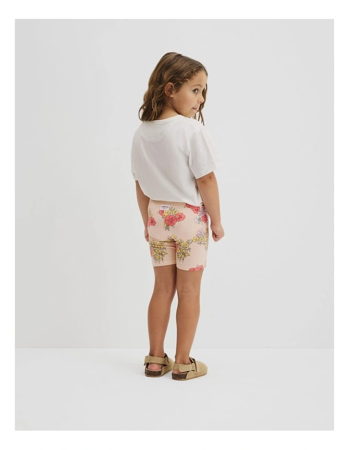 Organically Grown Cotton Blend Printed Bike Short in Peach Floral image 5