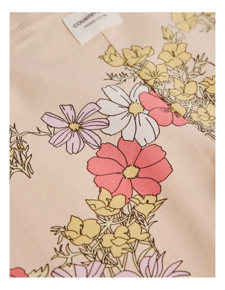 Organically Grown Cotton Blend Printed Bike Short in Peach Floral image 6