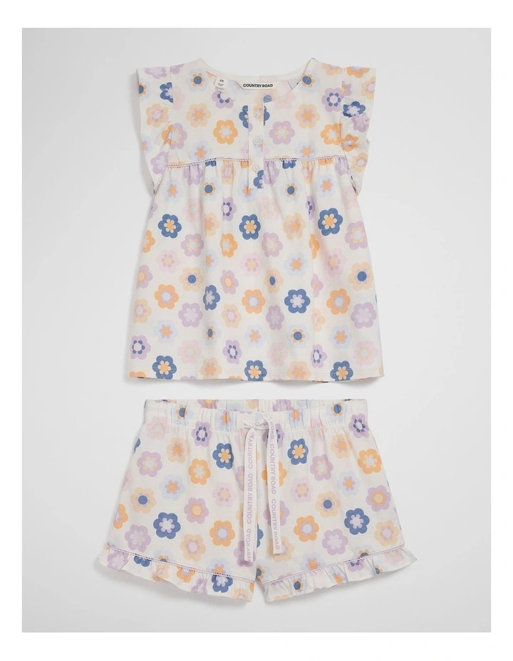 Short Sleeve Frill Sleep Set in Floral Multi image 1
