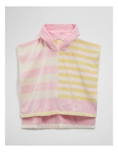 Stripe Swim Poncho in Pink Yellow Stripe