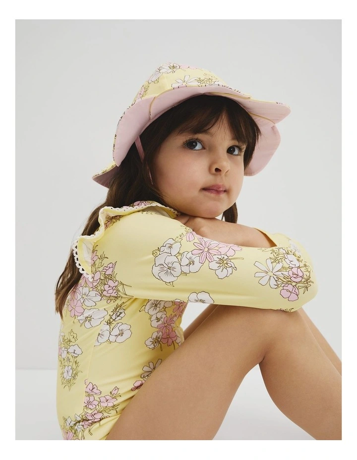 Reversible Swim Hat in Yellow Floral image 2