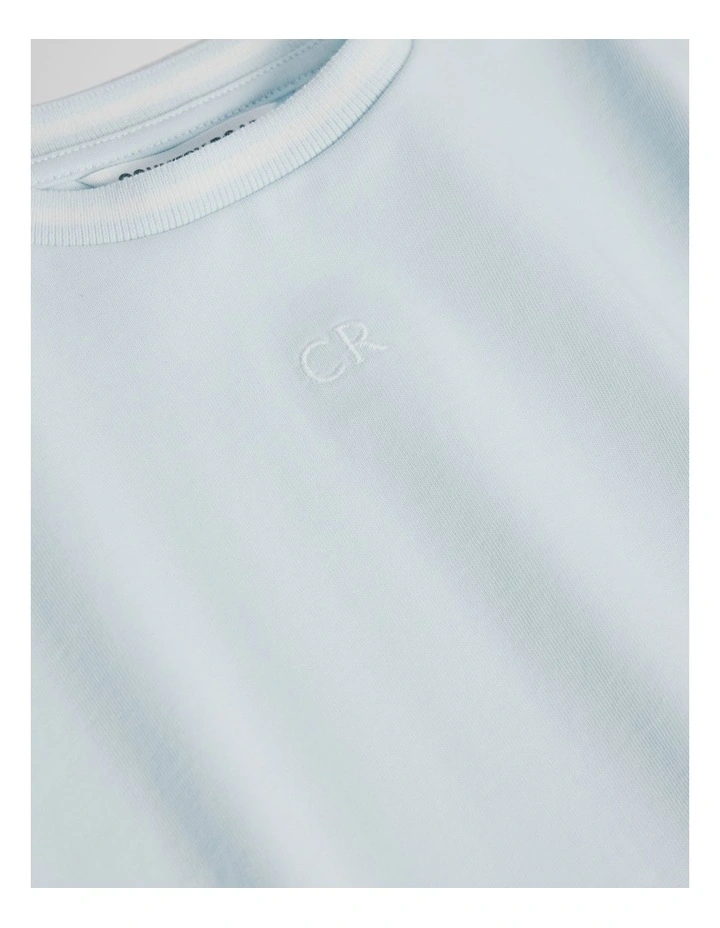 Australian Cotton Short Sleeve Crop Boxy T-shirt in Ice Blue image 2