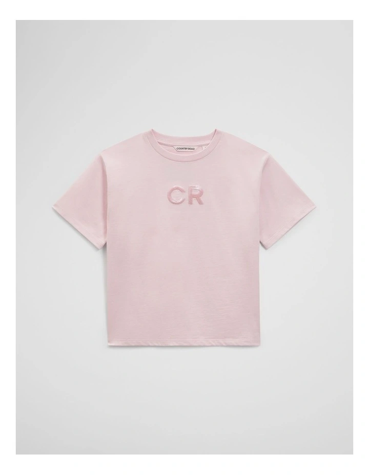 Australian Cotton Short Sleeve Sequin Logo T-shirt in Cloud Pink image 1