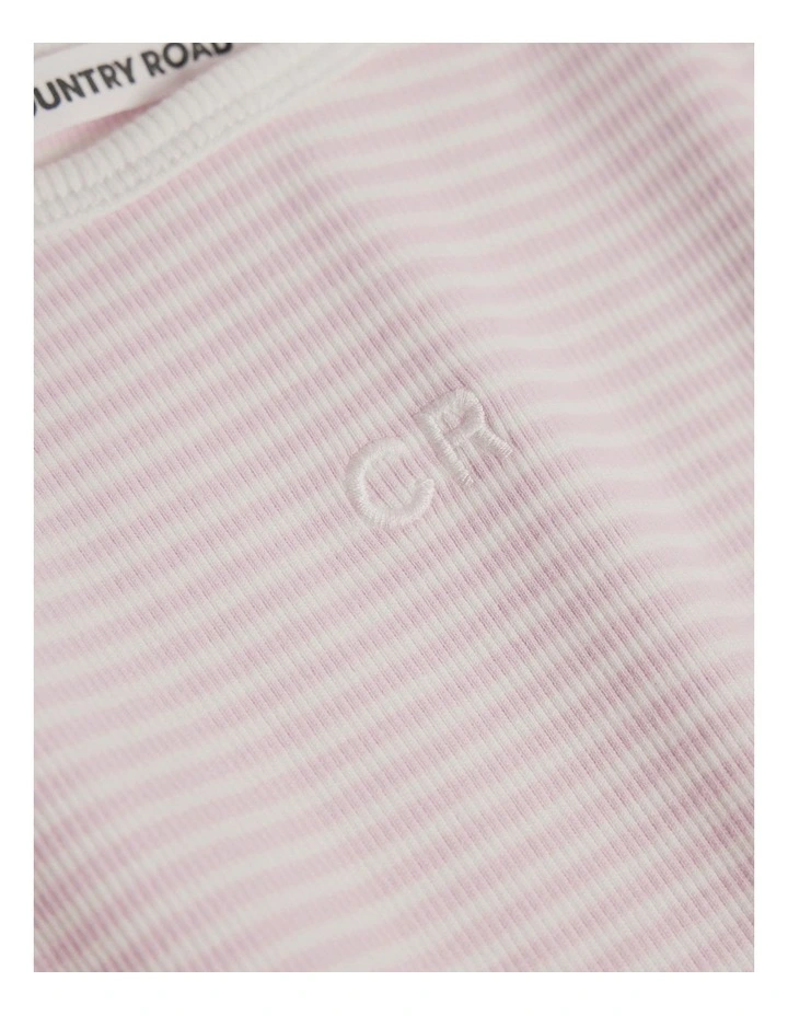 Australian Cotton Short Sleeve Stripe Rib T-shirt in Lavender Fog image 2
