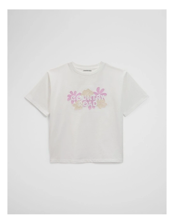 Short Sleeve Floral Oversized T-shirt in Marshmallow image 1