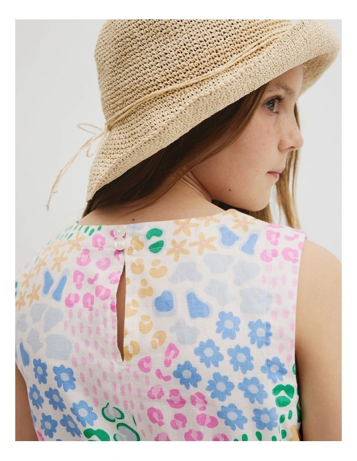 Teen Sleeveless Print Shift Dress in Multicolour image 3